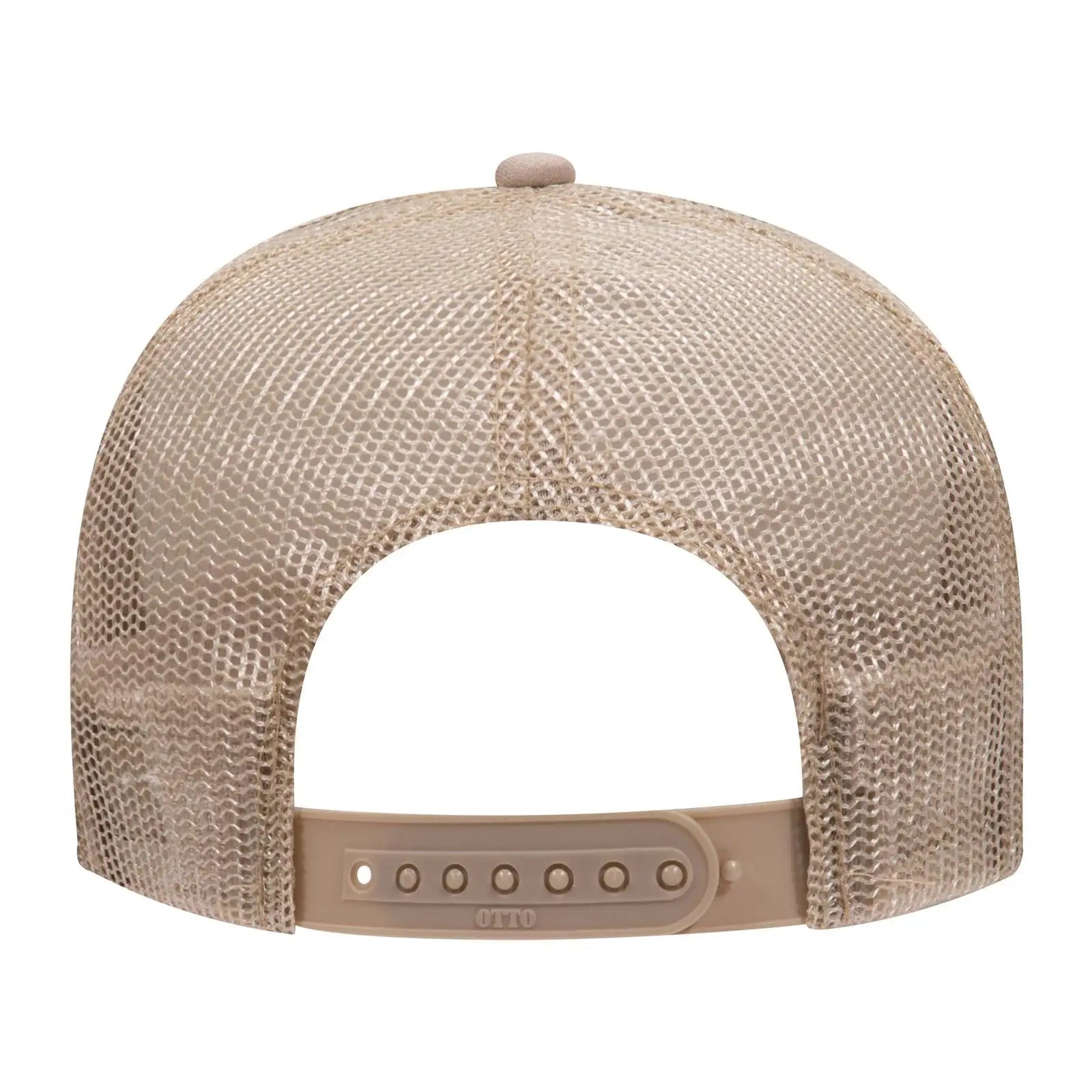 OTTO 32-467 5 Panel Mid Profile Mesh Back Trucker Cap - Khaki - Khaki / 6 1/2’’ - 7 5/8’’