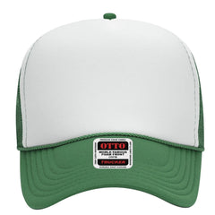 OTTO 32-467 5 Panel Mid Profile Mesh Back Trucker Cap - Kly/Wht/Kly - Kly/Wht/Kly / 6 1/2’’ - 7 5/8’’