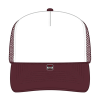 OTTO 32-467 5 Panel Mid Profile Mesh Back Trucker Cap - Mrn/Wht/Mrn - Mrn/Wht/Mrn / 6 1/2’’ - 7 5/8’’