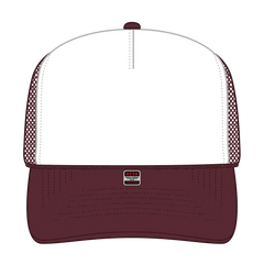 OTTO 32-467 5 Panel Mid Profile Mesh Back Trucker Cap - Mrn/Wht/Mrn - Mrn/Wht/Mrn / 6 1/2’’ - 7 5/8’’