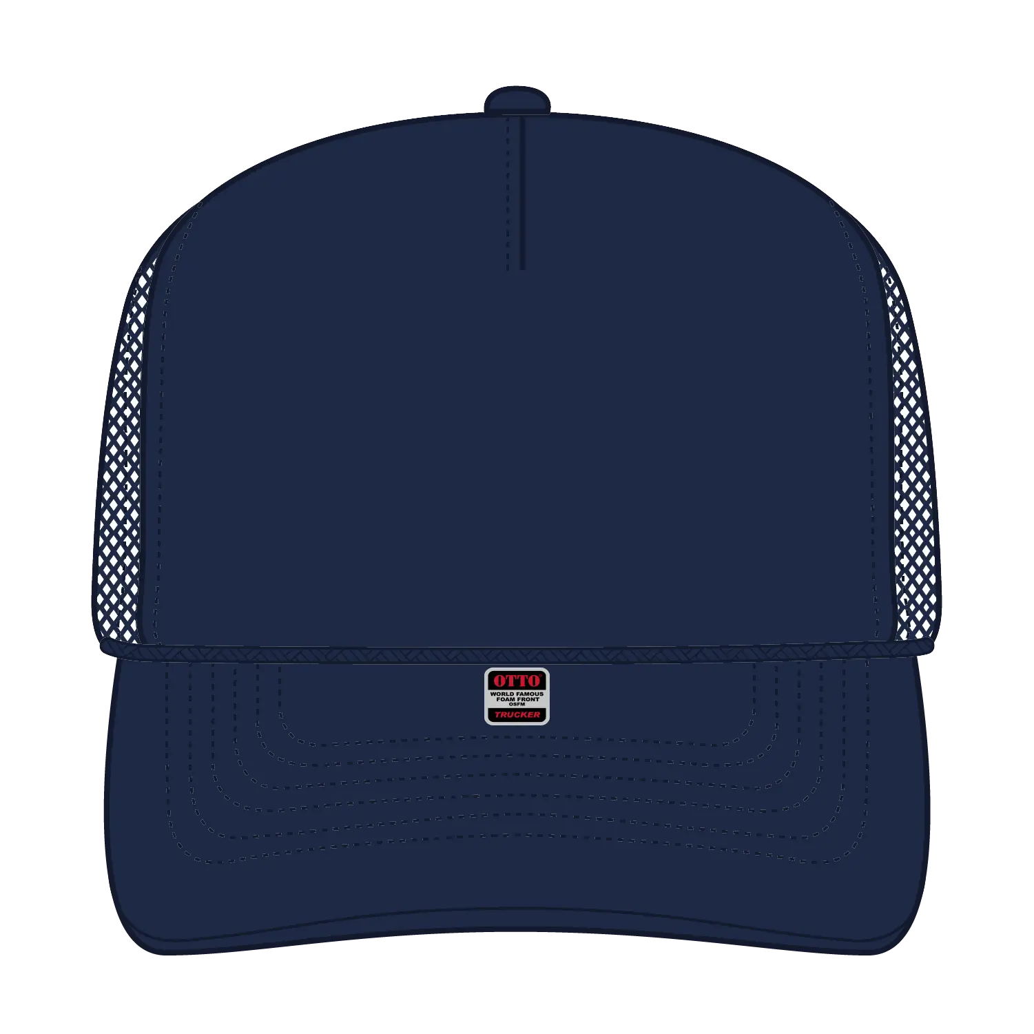 OTTO 32-467 5 Panel Mid Profile Mesh Back Trucker Cap - Navy - Navy / 6 1/2’’ - 7 5/8’’