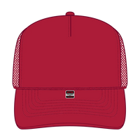 OTTO 32-467 5 Panel Mid Profile Mesh Back Trucker Cap - Red - Red / 6 1/2’’ - 7 5/8’’