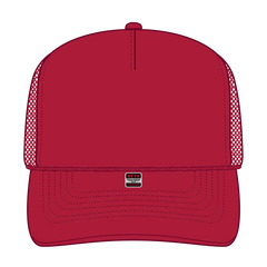 OTTO 32-467 5 Panel Mid Profile Mesh Back Trucker Cap - Red - Red / 6 1/2’’ - 7 5/8’’