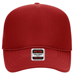OTTO 32-467 5 Panel Mid Profile Mesh Back Trucker Cap - Red - Red / 6 1/2’’ - 7 5/8’’
