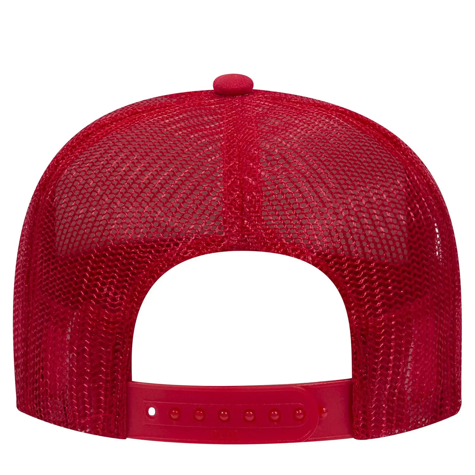 OTTO 32-467 5 Panel Mid Profile Mesh Back Trucker Cap - Red - Red / 6 1/2’’ - 7 5/8’’