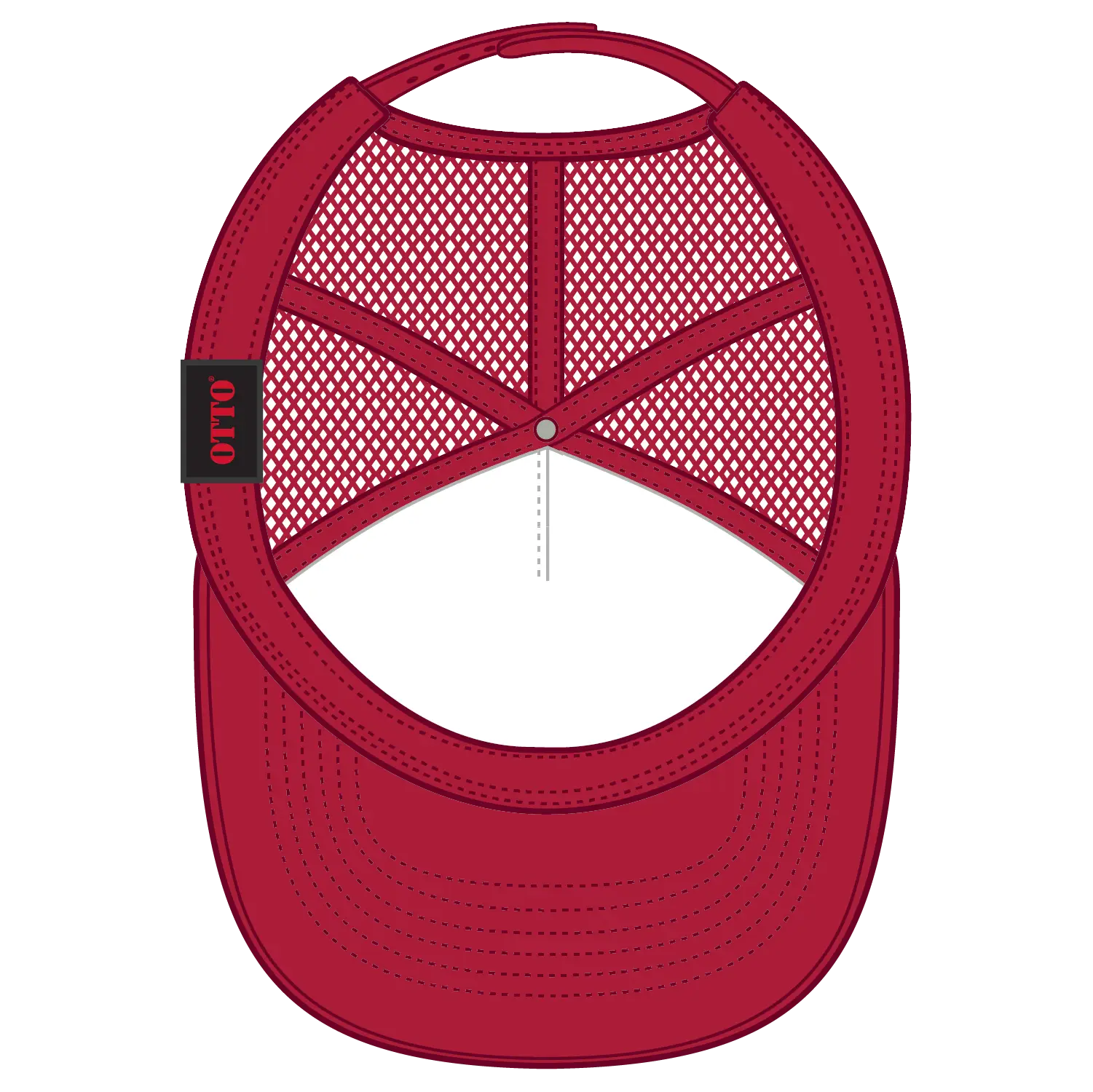 OTTO 32-467 5 Panel Mid Profile Mesh Back Trucker Cap - Red/Wht/Red - Red/Wht/Red / 6 1/2’’ - 7 5/8’’