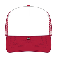 OTTO 32-467 5 Panel Mid Profile Mesh Back Trucker Cap - Red/Wht/Red - Red/Wht/Red / 6 1/2’’ - 7 5/8’’