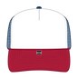 OTTO 32-467 5 Panel Mid Profile Mesh Back Trucker Cap - Red/Wht/Ryl - Red/Wht/Ryl / 6 1/2’’ - 7 5/8’’
