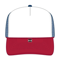OTTO 32-467 5 Panel Mid Profile Mesh Back Trucker Cap - Red/Wht/Ryl - Red/Wht/Ryl / 6 1/2’’ - 7 5/8’’