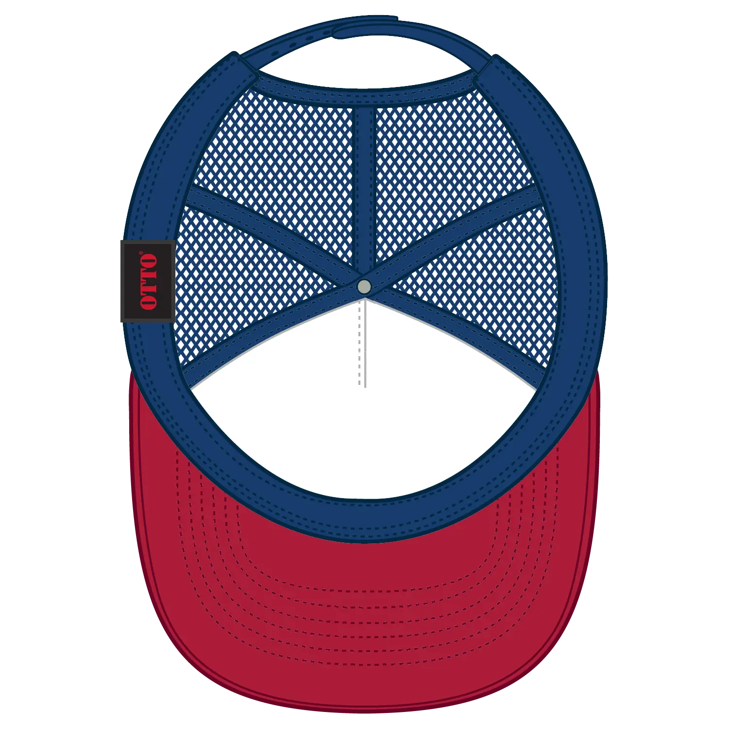 OTTO 32-467 5 Panel Mid Profile Mesh Back Trucker Cap - Red/Wht/Ryl - Red/Wht/Ryl / 6 1/2’’ - 7 5/8’’