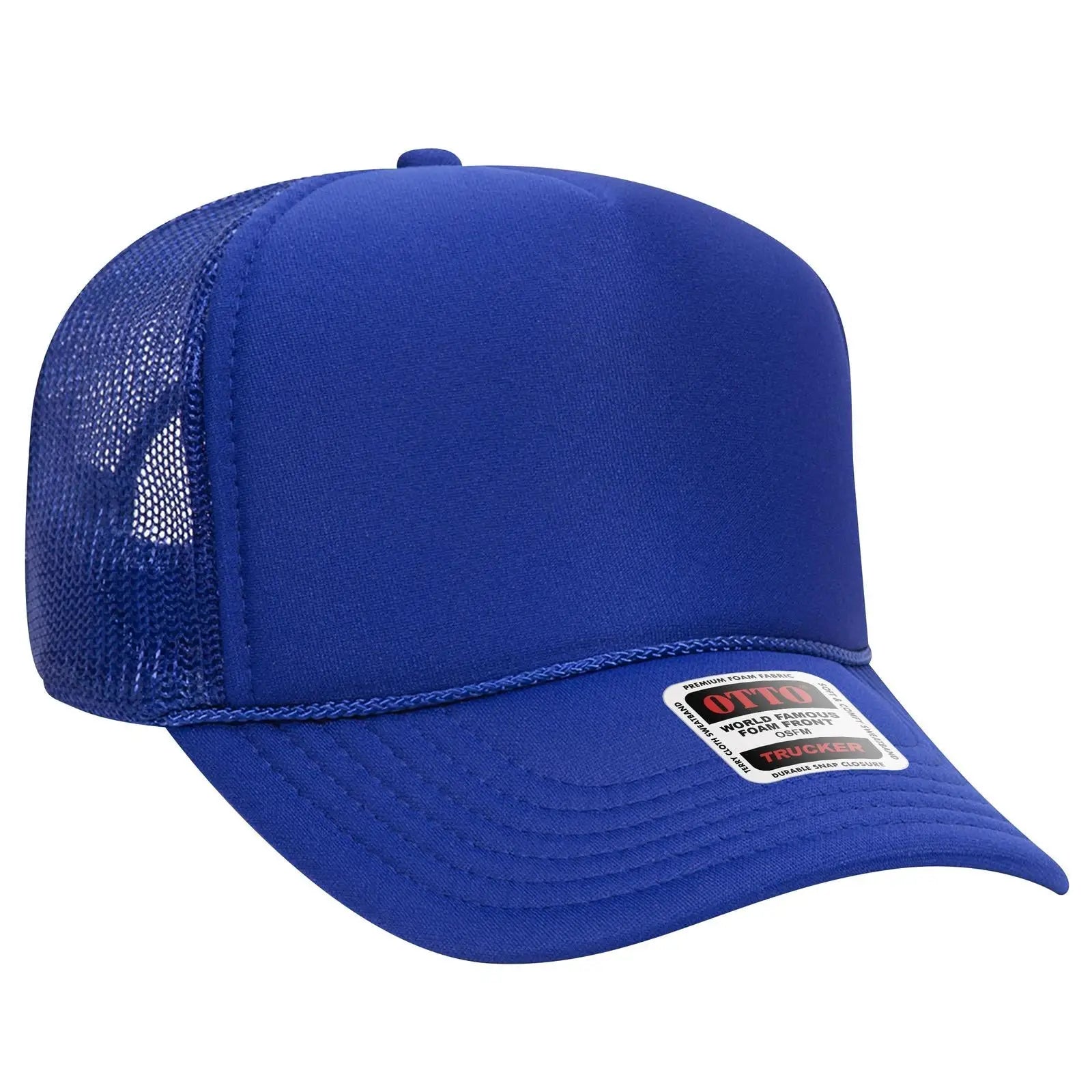 OTTO 32-467 5 Panel Mid Profile Mesh Back Trucker Cap - Royal - Royal / 6 1/2’’ - 7 5/8’’