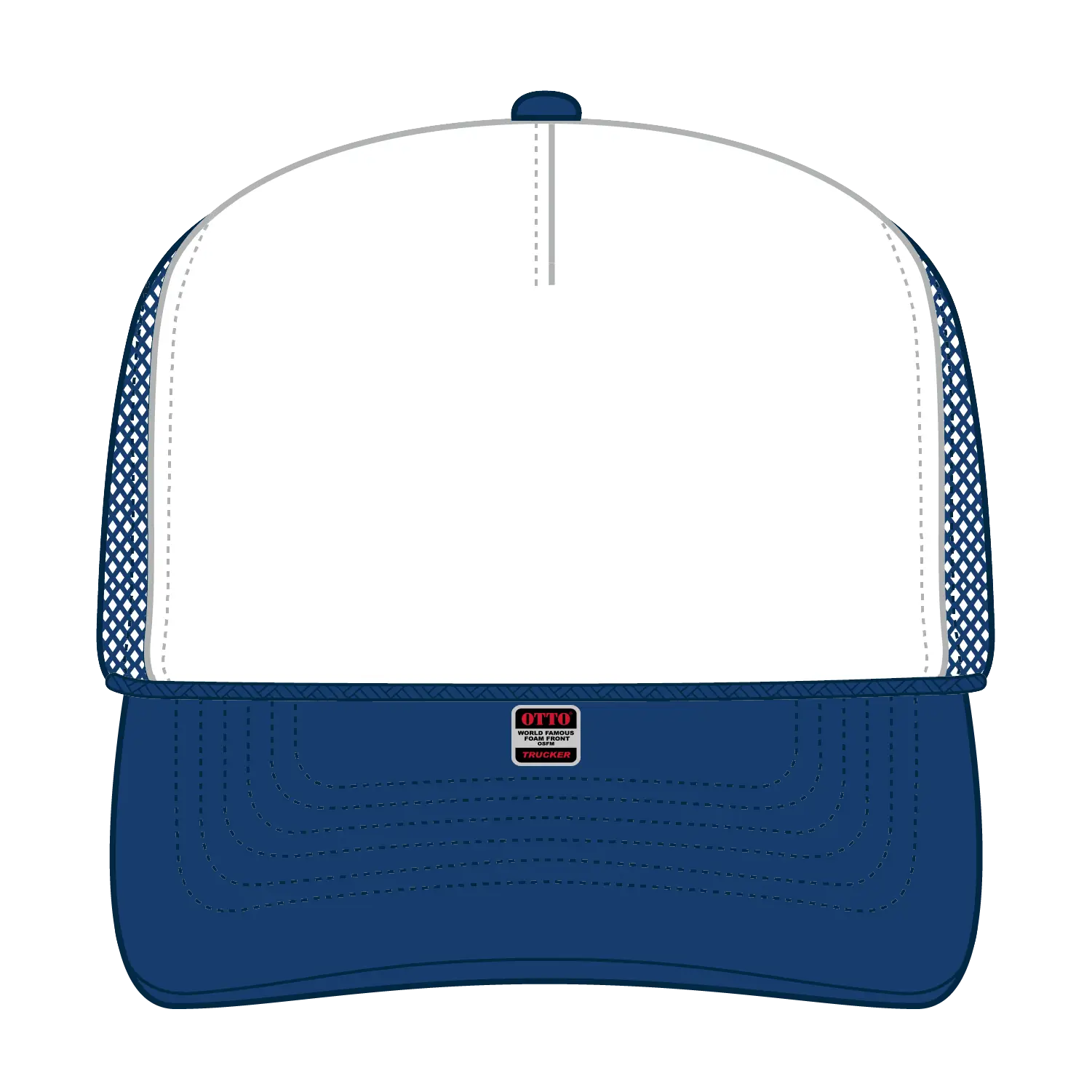 OTTO 32-467 5 Panel Mid Profile Mesh Back Trucker Cap - Ryl/Wht/Ryl - Ryl/Wht/Ryl / 6 1/2’’ - 7 5/8’’