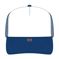 OTTO 32-467 5 Panel Mid Profile Mesh Back Trucker Cap - Ryl/Wht/Ryl - Ryl/Wht/Ryl / 6 1/2’’ - 7 5/8’’