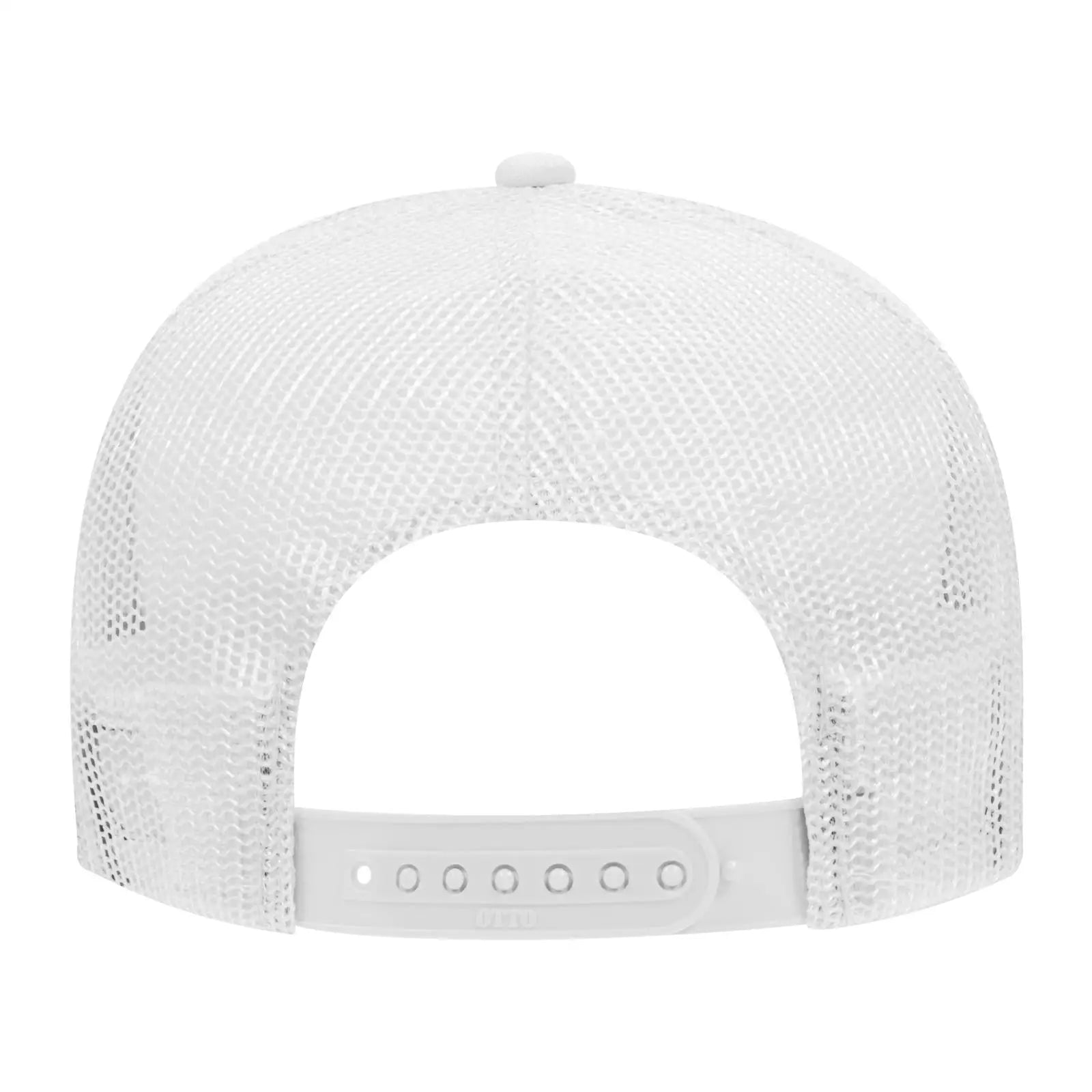 OTTO 32-467 5 Panel Mid Profile Mesh Back Trucker Cap - White - White / 6 1/2’’ - 7 5/8’’