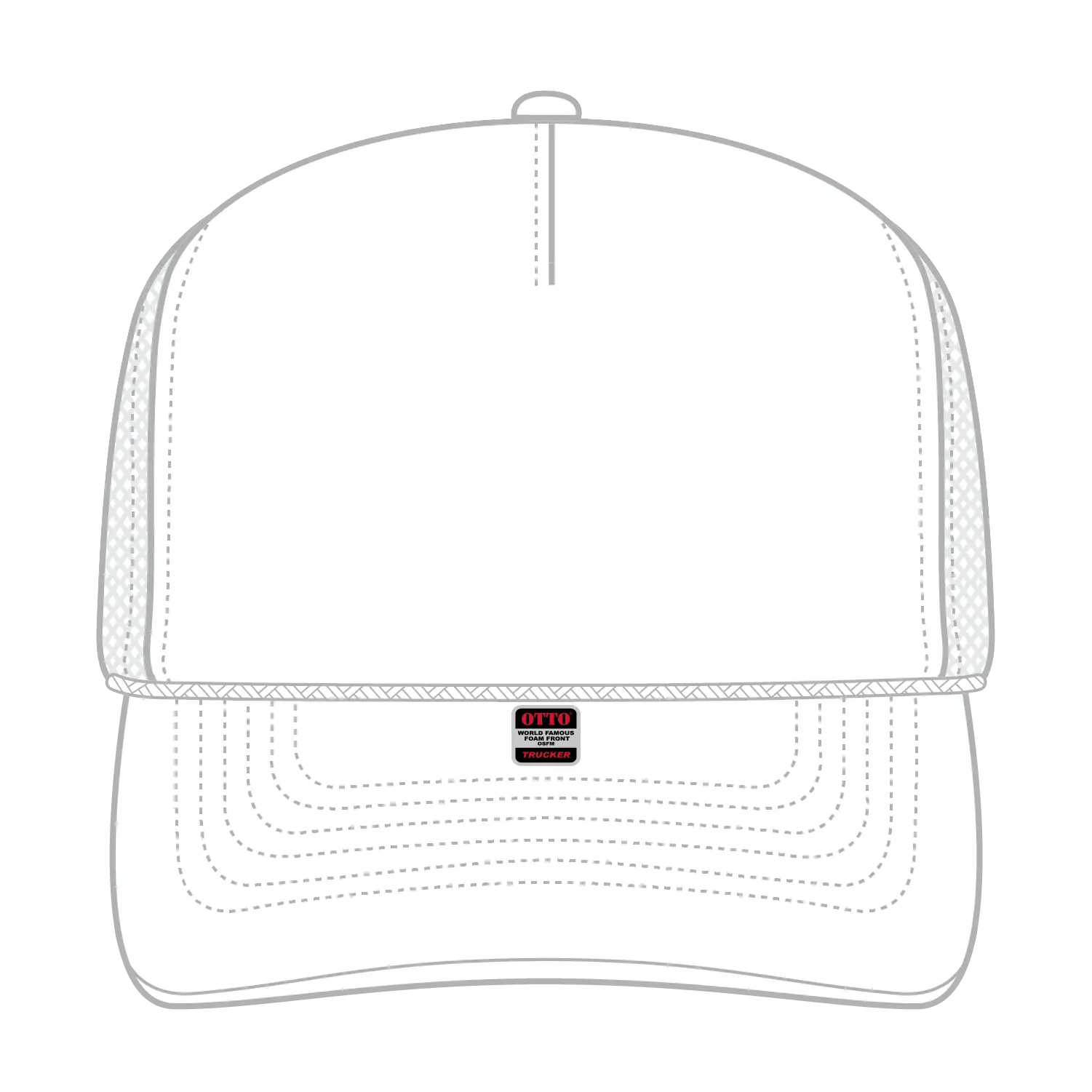 OTTO 32-467 5 Panel Mid Profile Mesh Back Trucker Cap - White - White / 6 1/2’’ - 7 5/8’’