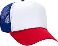 OTTO 32-467 Polyester Foam Front 5 Panel Pro Style Mesh Back Cap - Red White Royal - Red White / One Size Fits Most