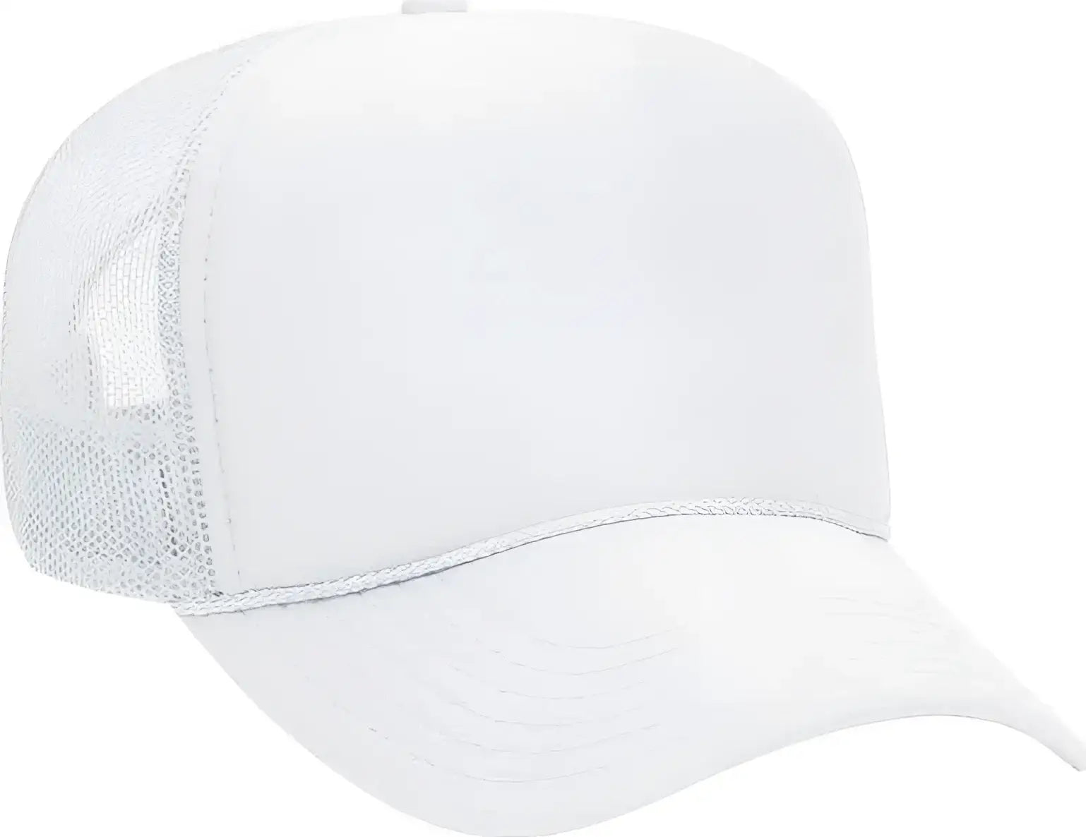 OTTO 32-467 Polyester Foam Front 5 Panel Pro Style Mesh Back Cap - White - White / One Size Fits Most