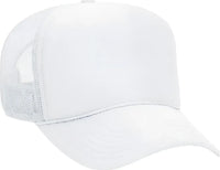 OTTO 32-467 Polyester Foam Front 5 Panel Pro Style Mesh Back Cap - White - White / One Size Fits Most