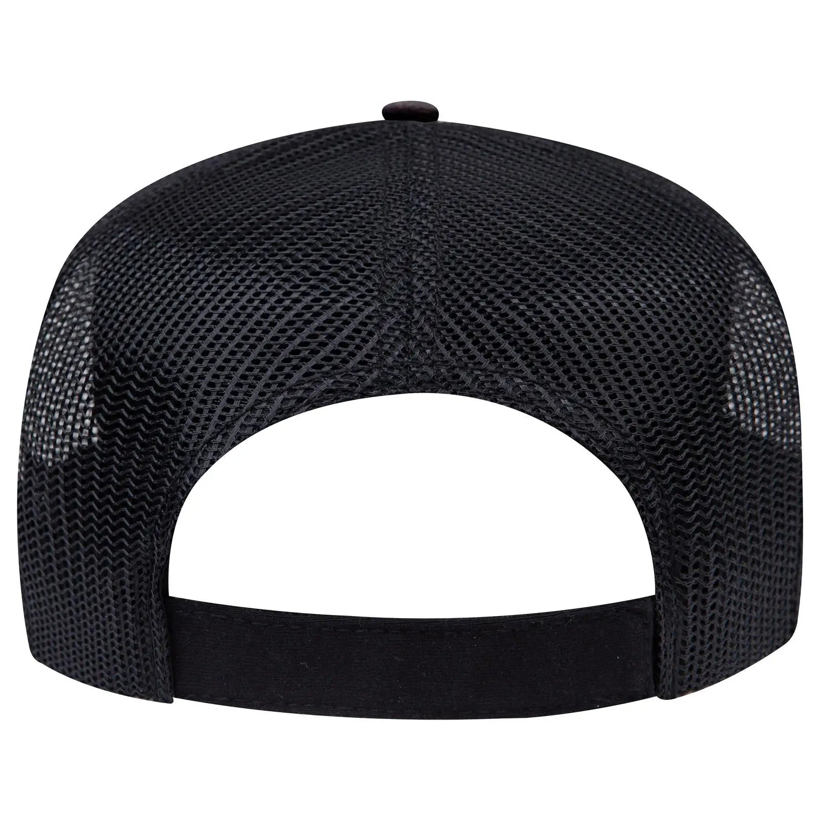 OTTO 32-934 5 Panel Mid Profile Mesh Back Trucker Cap - Black - Black / 6 1/2’’ - 7 5/8’’