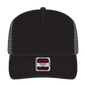 OTTO 32-934 5 Panel Mid Profile Mesh Back Trucker Cap - Black - Black / 6 1/2’’ - 7 5/8’’