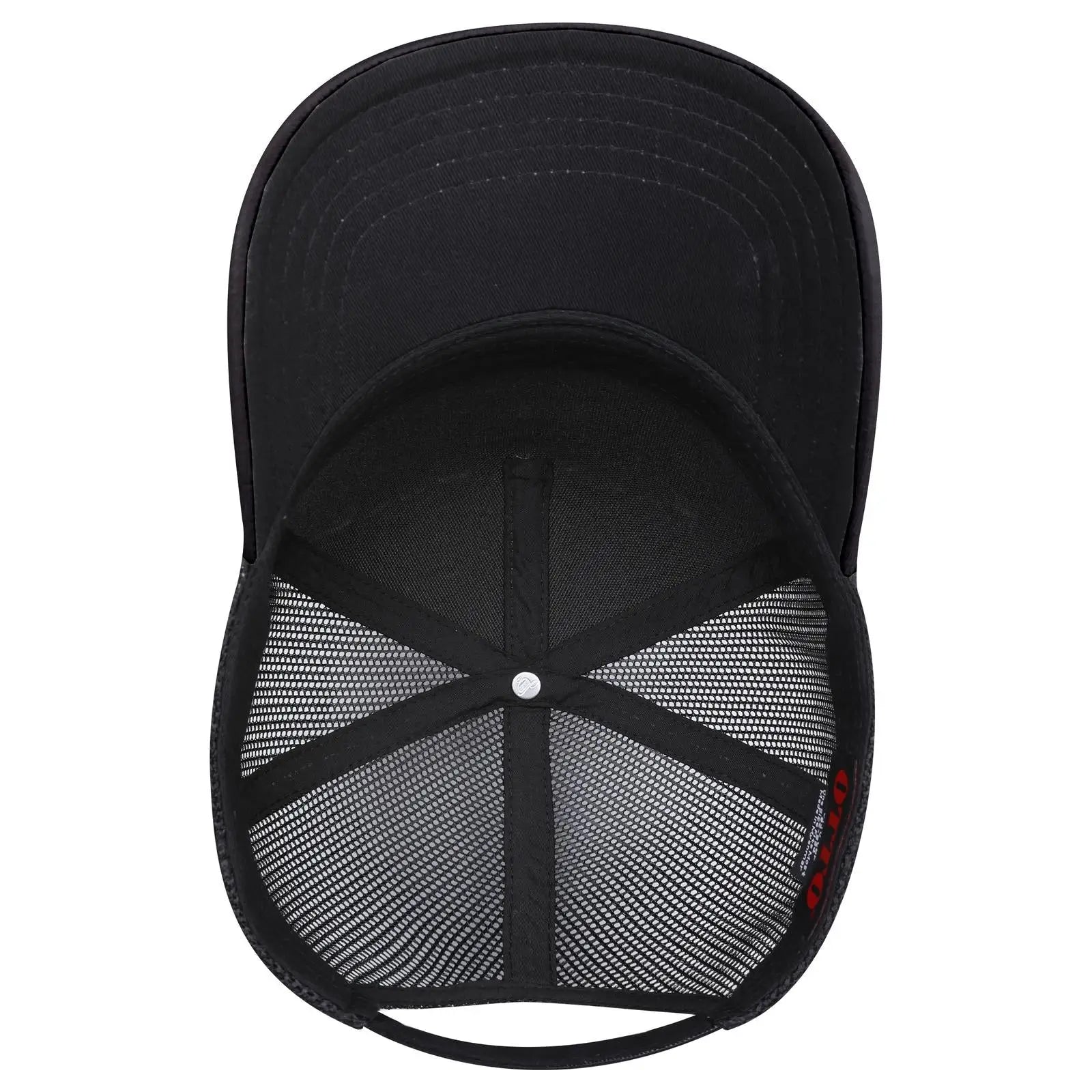 OTTO 32-934 5 Panel Mid Profile Mesh Back Trucker Cap - Black - Black / 6 1/2’’ - 7 5/8’’