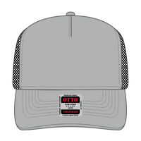 OTTO 32-934 5 Panel Mid Profile Mesh Back Trucker Cap - Gry/Gry/Blk - Gry/Gry/Blk / 6 1/2’’ - 7 5/8’’