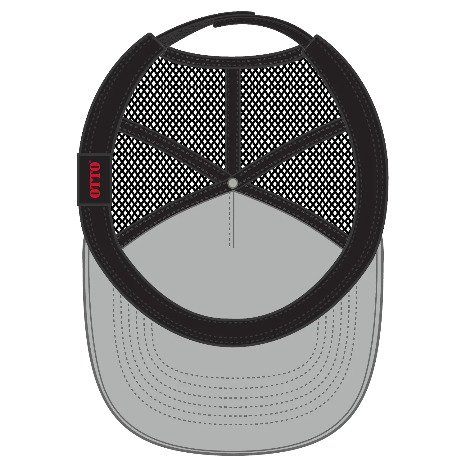 OTTO 32-934 5 Panel Mid Profile Mesh Back Trucker Cap - Gry/Gry/Blk - Gry/Gry/Blk / 6 1/2’’ - 7 5/8’’