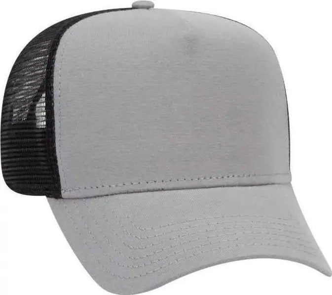 OTTO 32-934 Jersey Knit 5 Panel Pro Style Mesh Back Structured Firm Front Panel Cap - Gray Gray Black - Gray Black