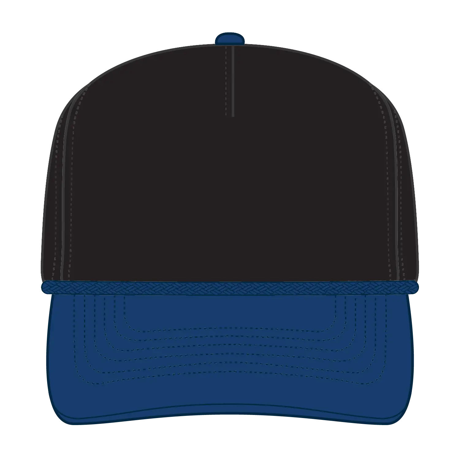 OTTO 37-143 5 Panel High Crown Baseball Cap - Royal/Black - Royal/Black / 6 1/2’’ - 7 5/8’’