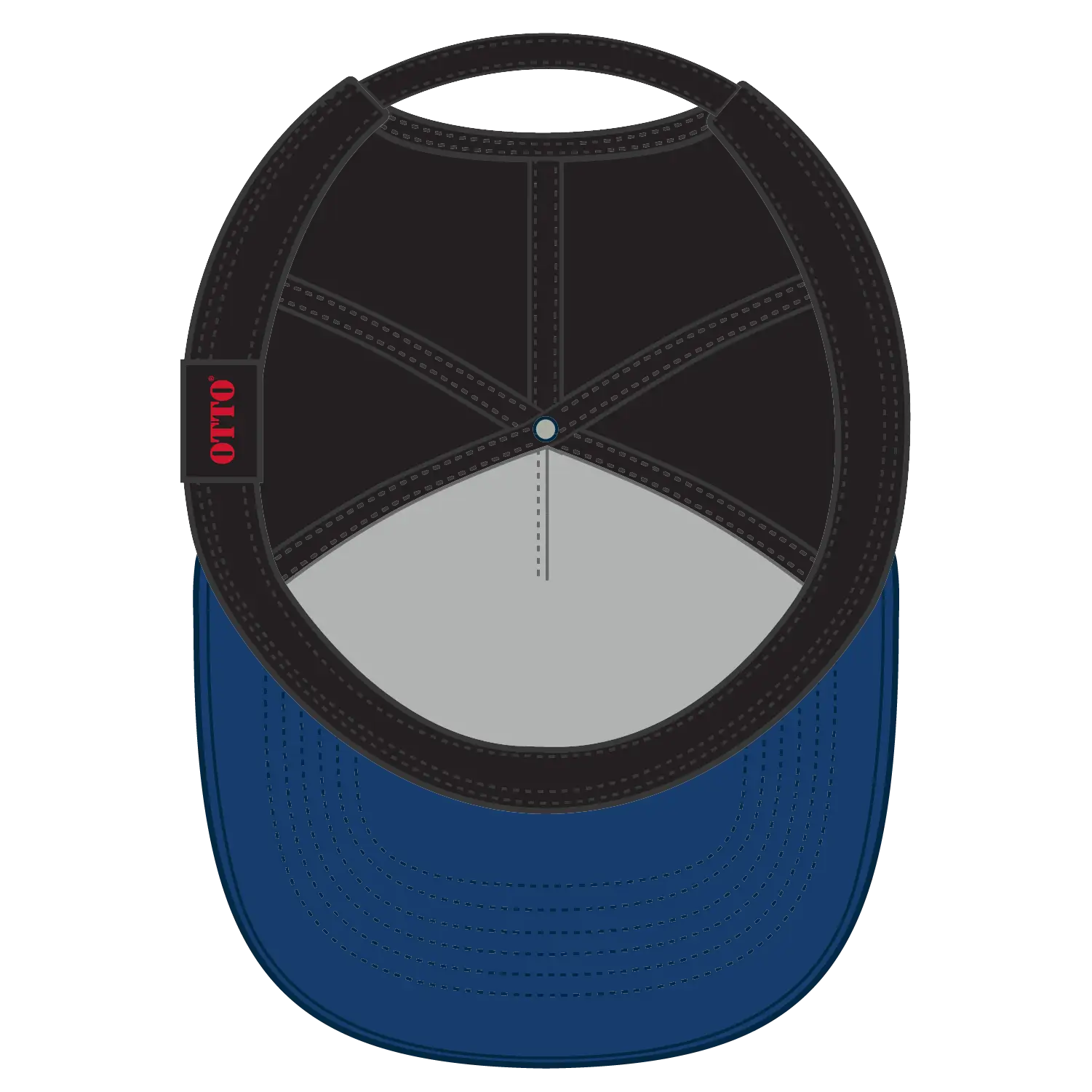 OTTO 37-143 5 Panel High Crown Baseball Cap - Royal/Black - Royal/Black / 6 1/2’’ - 7 5/8’’