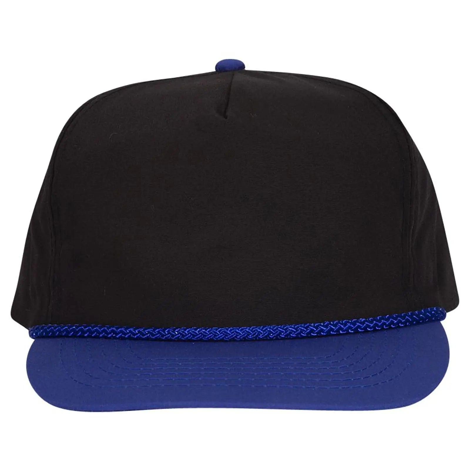 OTTO 37-143 5 Panel High Crown Baseball Cap - Royal/Black - Royal/Black / 6 1/2’’ - 7 5/8’’