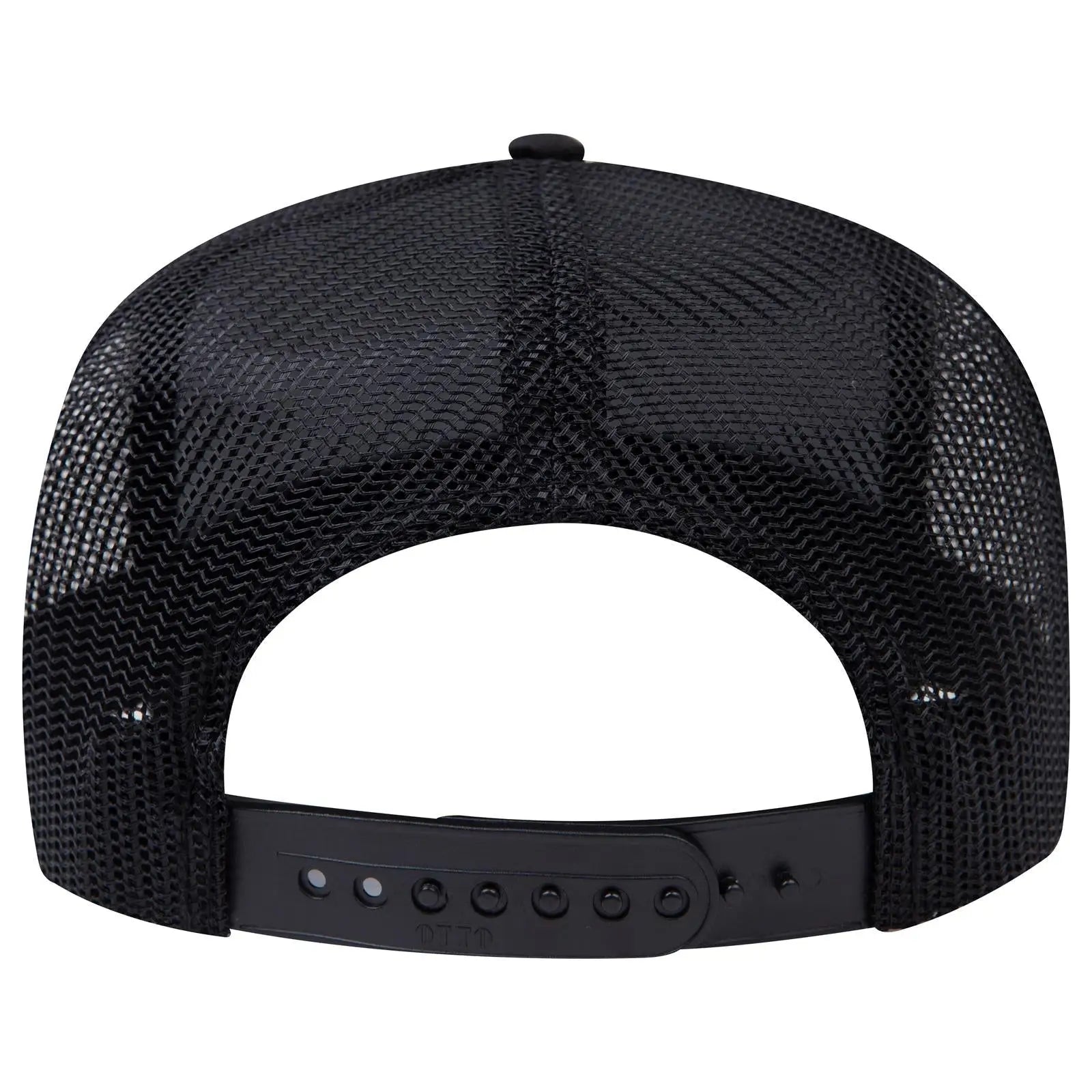 OTTO 39-071 5 Panel Mid Profile Mesh Back Trucker Cap - Black - Black / 6 1/2’’ - 7 5/8’’