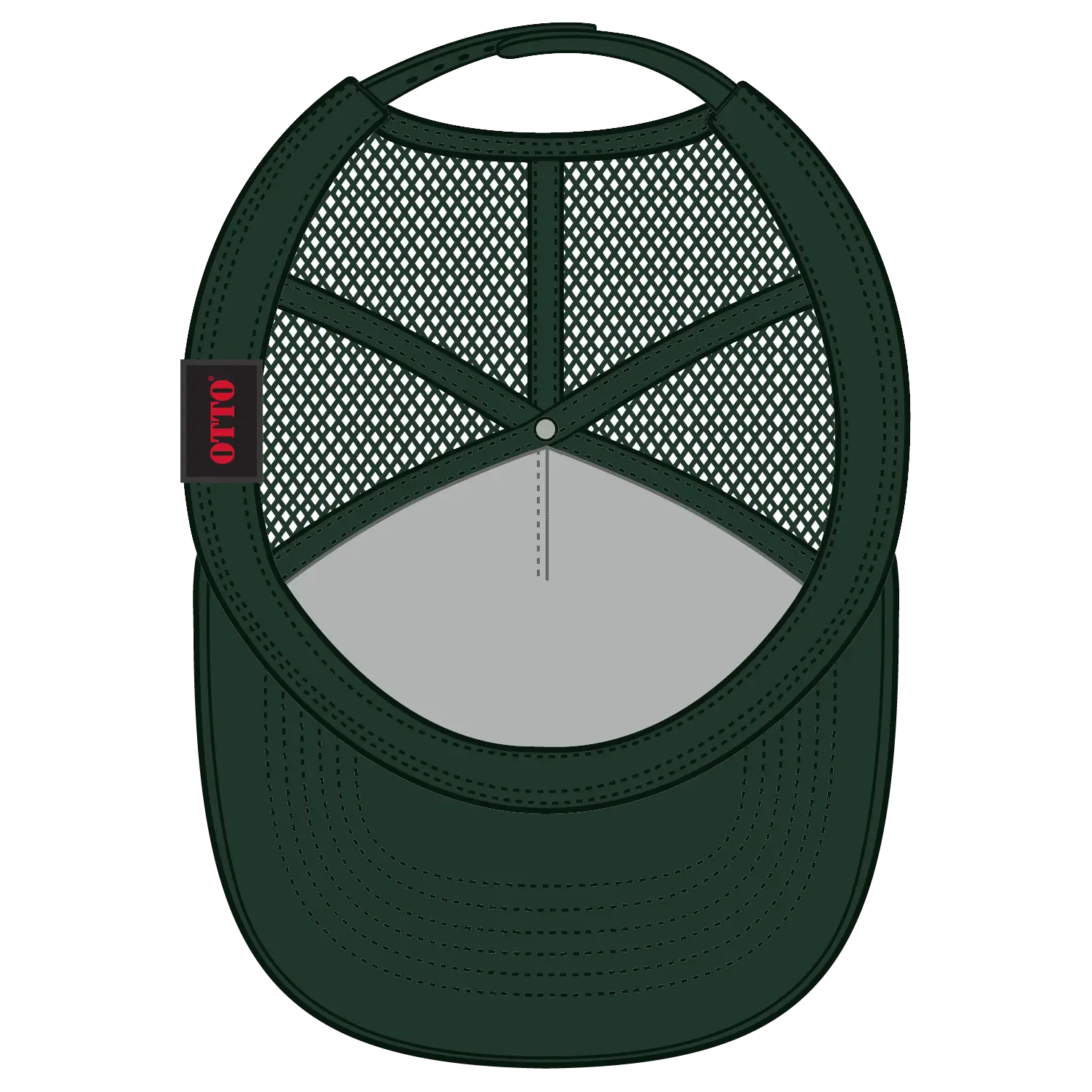 OTTO 39-071 5 Panel Mid Profile Mesh Back Trucker Cap - Dk. Green - Dk. Green / 6 1/2’’ - 7 5/8’’