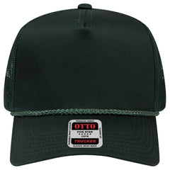 OTTO 39-071 5 Panel Mid Profile Mesh Back Trucker Cap - Dk. Green - Dk. Green / 6 1/2’’ - 7 5/8’’