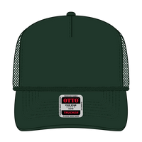 OTTO 39-071 5 Panel Mid Profile Mesh Back Trucker Cap - Dk. Green - Dk. Green / 6 1/2’’ - 7 5/8’’