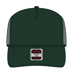 OTTO 39-071 5 Panel Mid Profile Mesh Back Trucker Cap - Dk. Green - Dk. Green / 6 1/2’’ - 7 5/8’’