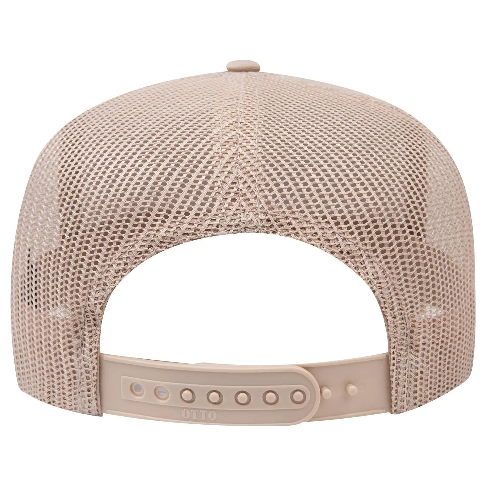 OTTO 39-071 5 Panel Mid Profile Mesh Back Trucker Cap - Khaki - Khaki / 6 1/2’’ - 7 5/8’’