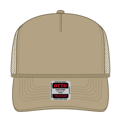 OTTO 39-071 5 Panel Mid Profile Mesh Back Trucker Cap - Khaki - Khaki / 6 1/2’’ - 7 5/8’’