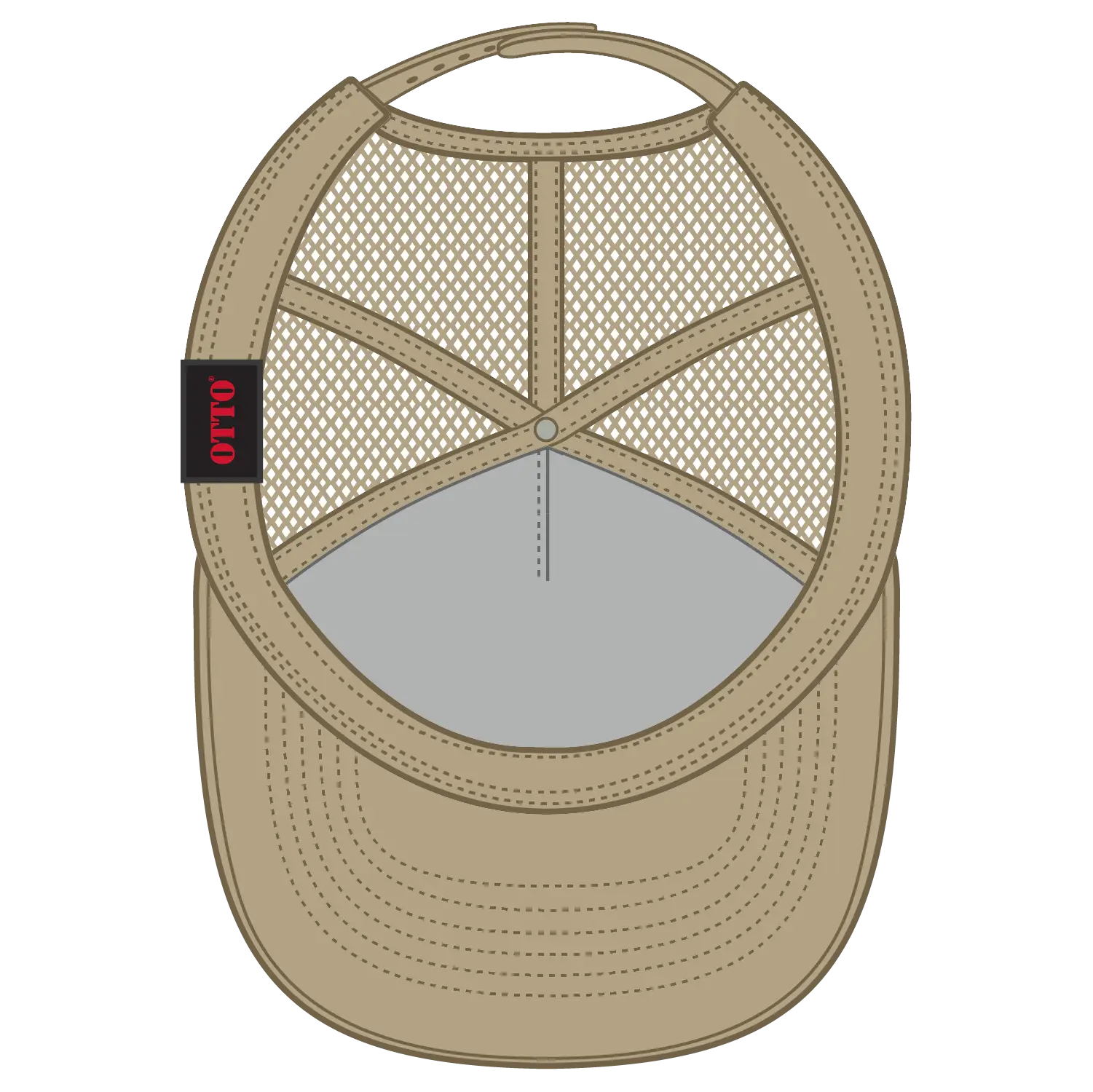 OTTO 39-071 5 Panel Mid Profile Mesh Back Trucker Cap - Khaki - Khaki / 6 1/2’’ - 7 5/8’’