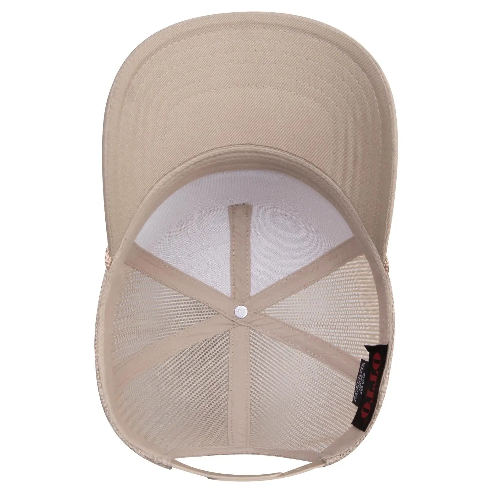 OTTO 39-071 5 Panel Mid Profile Mesh Back Trucker Cap - Khaki - Khaki / 6 1/2’’ - 7 5/8’’