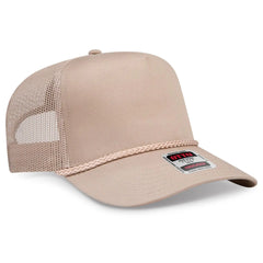 OTTO 39-071 5 Panel Mid Profile Mesh Back Trucker Cap - Khaki - Khaki / 6 1/2’’ - 7 5/8’’