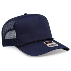 OTTO 39-071 5 Panel Mid Profile Mesh Back Trucker Cap - Navy - Navy / 6 1/2’’ - 7 5/8’’