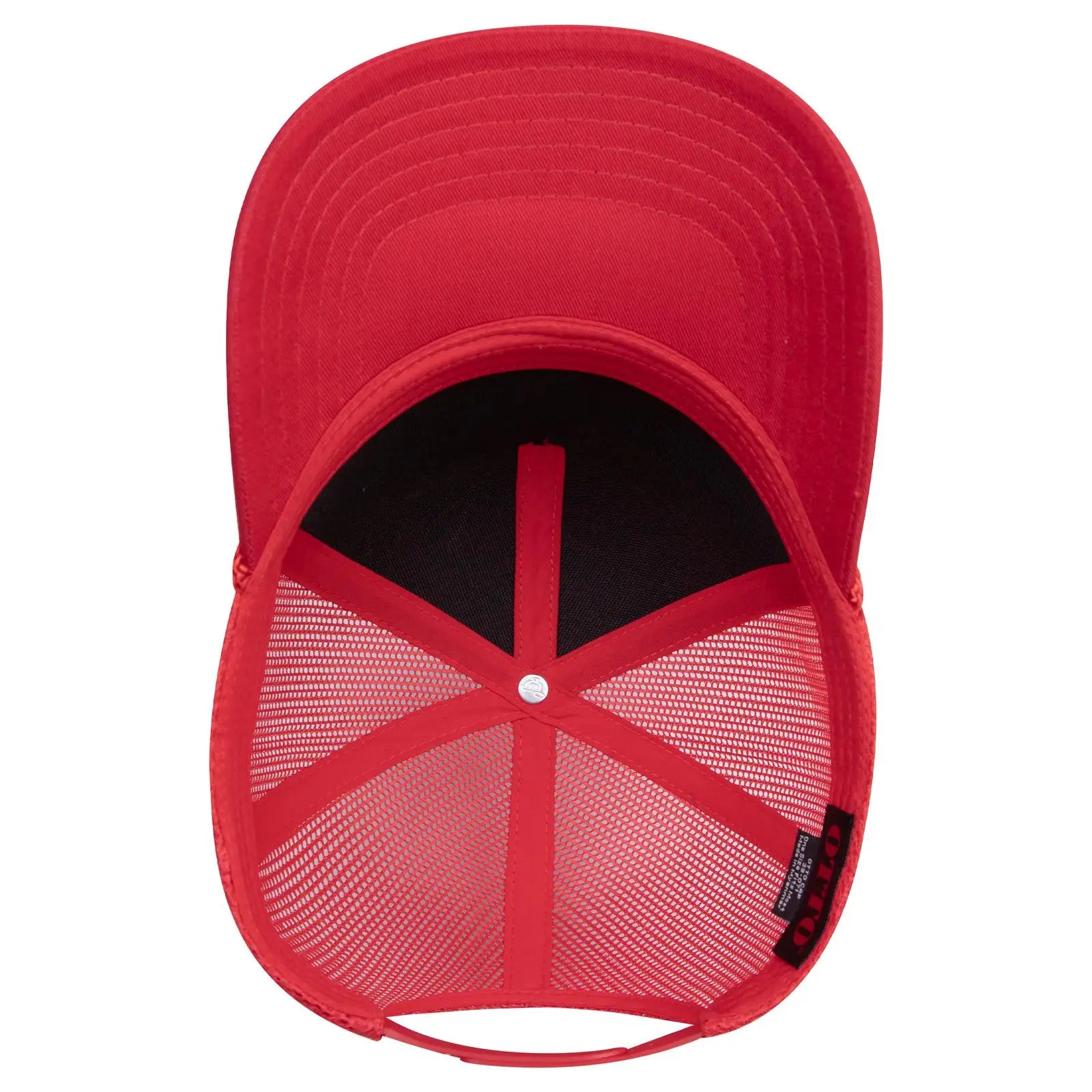 OTTO 39-071 5 Panel Mid Profile Mesh Back Trucker Cap - Red - Red / 6 1/2’’ - 7 5/8’’