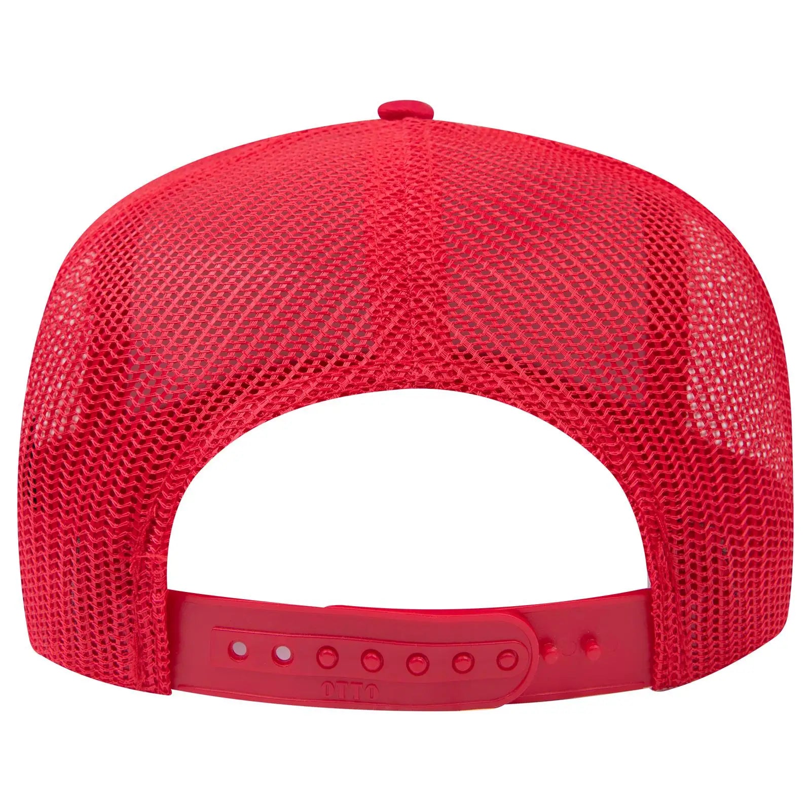 OTTO 39-071 5 Panel Mid Profile Mesh Back Trucker Cap - Red - Red / 6 1/2’’ - 7 5/8’’