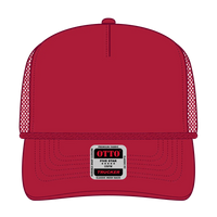 OTTO 39-071 5 Panel Mid Profile Mesh Back Trucker Cap - Red - Red / 6 1/2’’ - 7 5/8’’