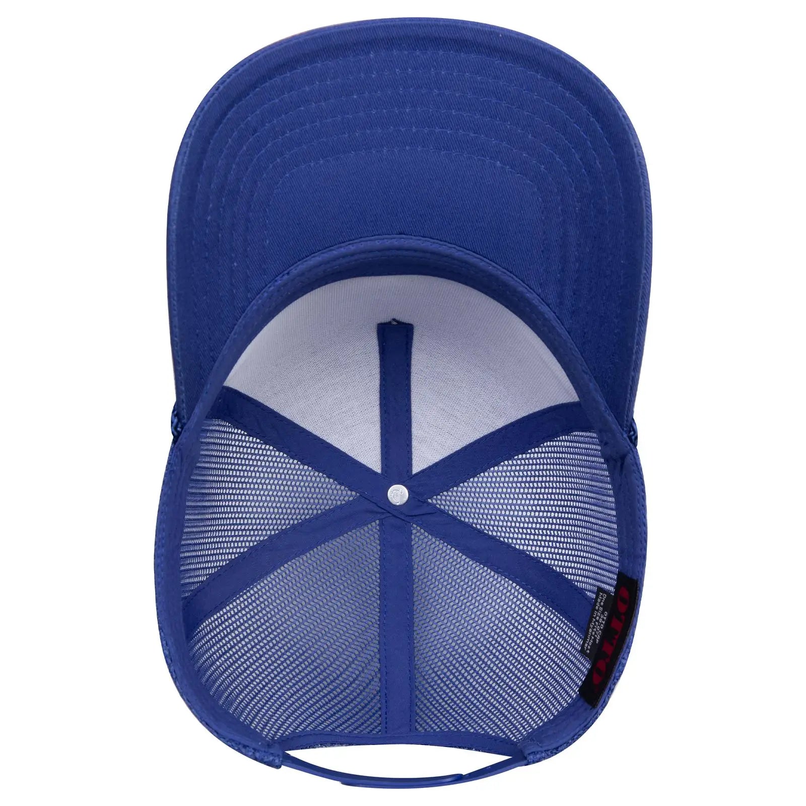 OTTO 39-071 5 Panel Mid Profile Mesh Back Trucker Cap - Royal - Royal / 6 1/2’’ - 7 5/8’’
