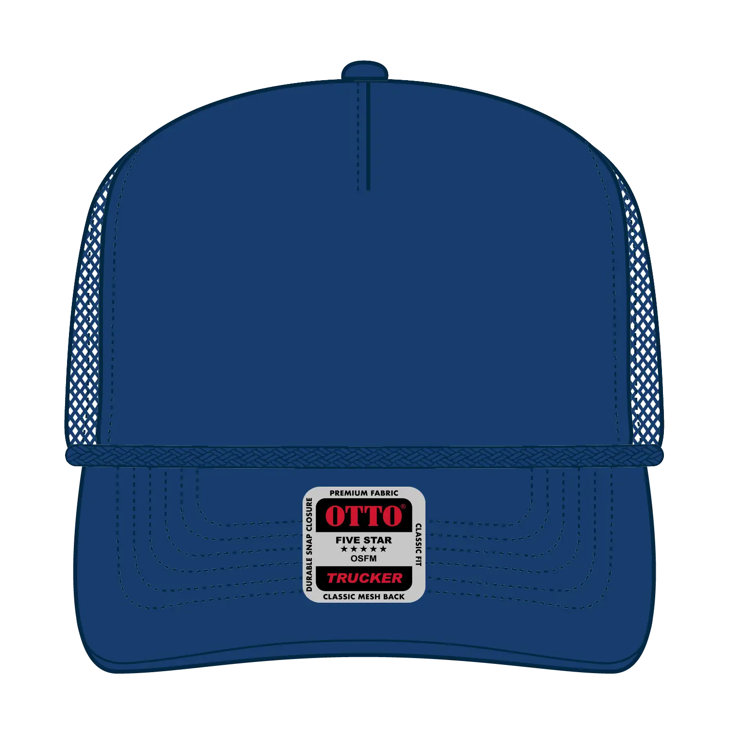 OTTO 39-071 5 Panel Mid Profile Mesh Back Trucker Cap - Royal - Royal / 6 1/2’’ - 7 5/8’’