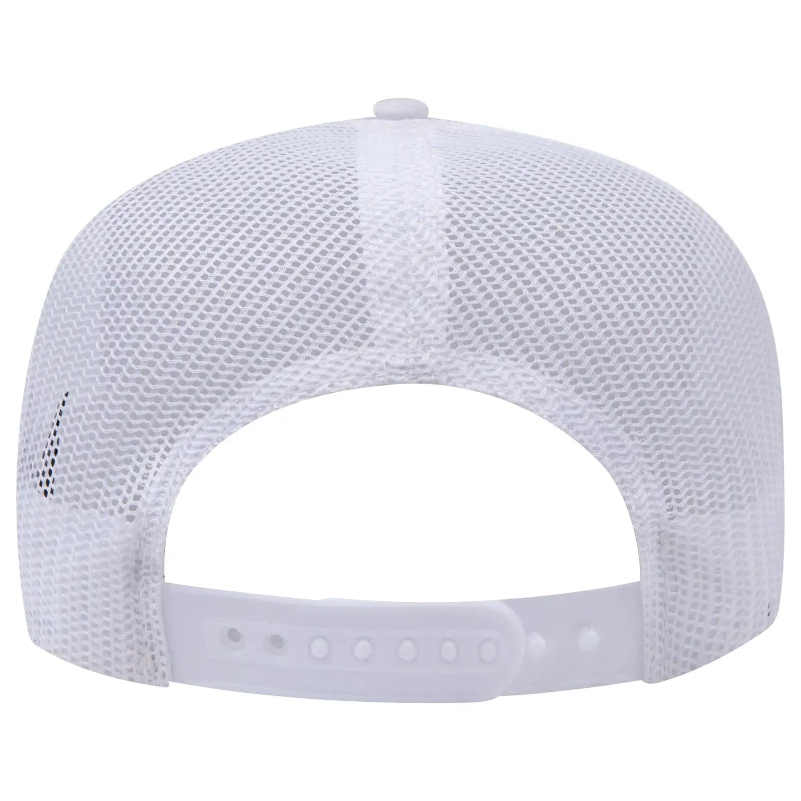 OTTO 39-071 5 Panel Mid Profile Mesh Back Trucker Cap - White - White / 6 1/2’’ - 7 5/8’’