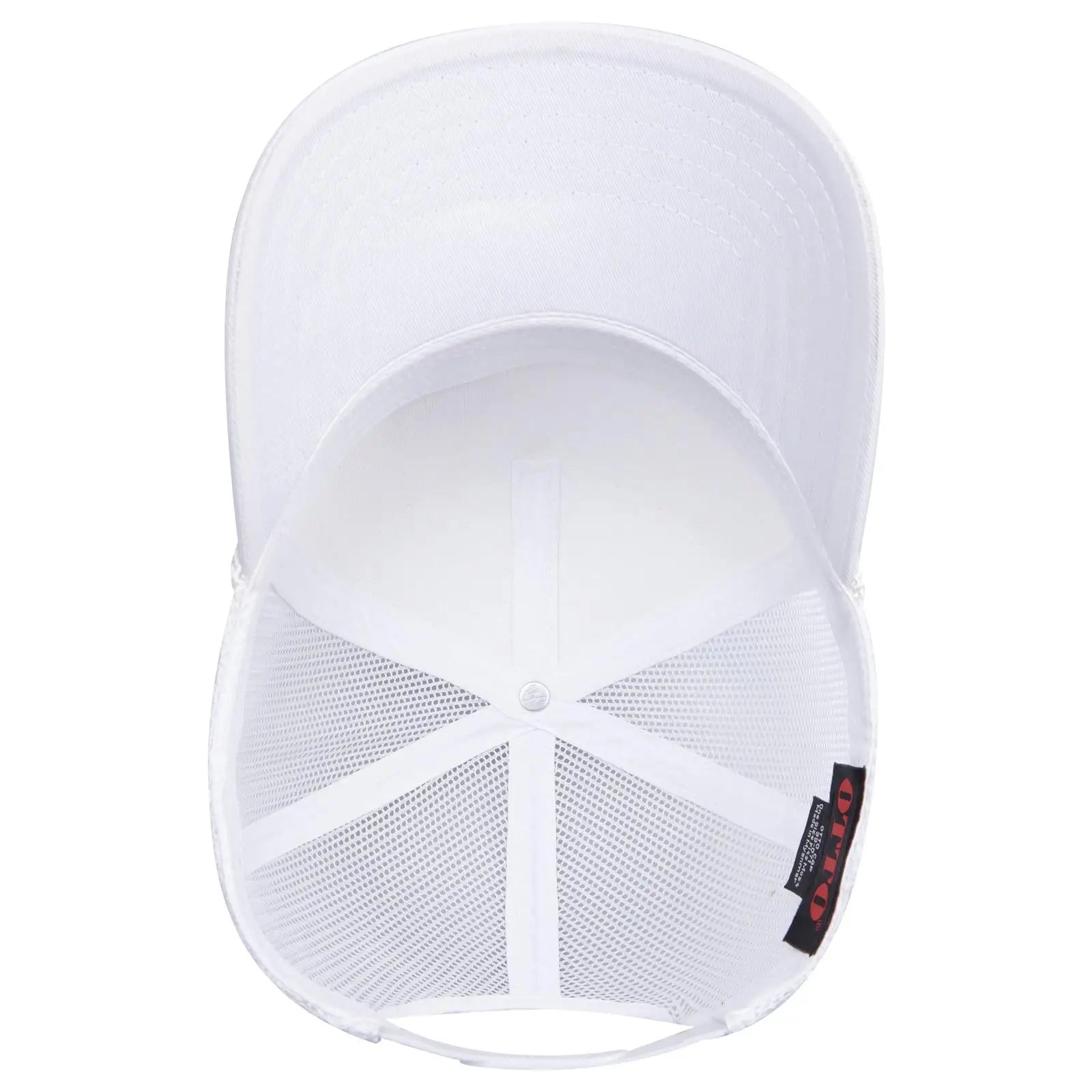 OTTO 39-071 5 Panel Mid Profile Mesh Back Trucker Cap - White - White / 6 1/2’’ - 7 5/8’’