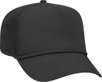 OTTO 39-071 Cotton Twill High Crown Golf Style Mesh Back Structured Firm Front Panel Cap - Black - Black / One Size